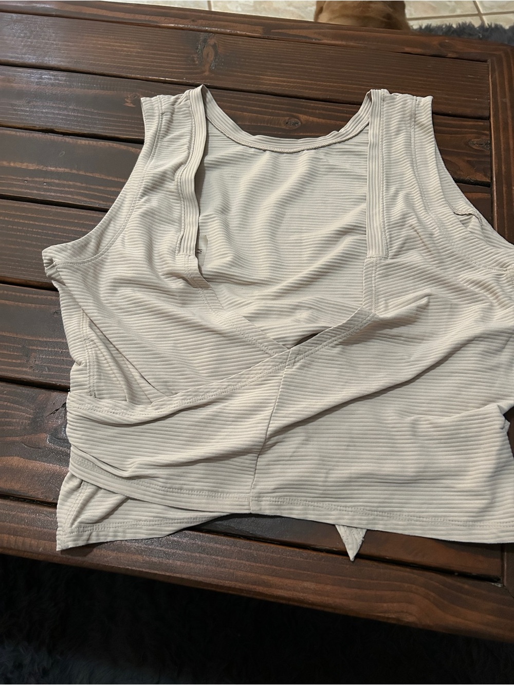 CALIA Ribbed Crop Wrap & Tie Tank Top Sandstone Tan Size Medium- L38